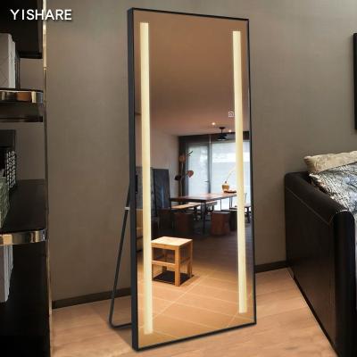 China Yishare Factory Wall Mounted Frame Mirror Wall Mounted Smart Luminous Magnifying Light Full Mirror Direct Decoration Salon Beauty Led Dressing Mirror for sale