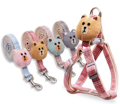 China Personalized Cute Puppy Harness With Matching Leash Set Adjustable Bear Doll Dog Cat Harness for sale