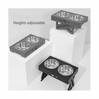 China Sustainable New Design Elevated Racks Raised Table Stainless Steel Adjustable Elevated Double Dog Bowl for sale