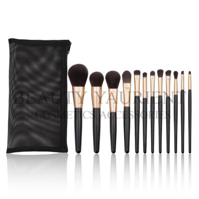 China OEM ODM Multifunction Makeup Brush Set 12pcs With Black Wooden Handle for sale