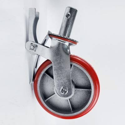 China swivel & Rigid Cast Iron Core Industrial PU Wheel Caster Heavy Duty Scaffolding Caster Wheels for sale