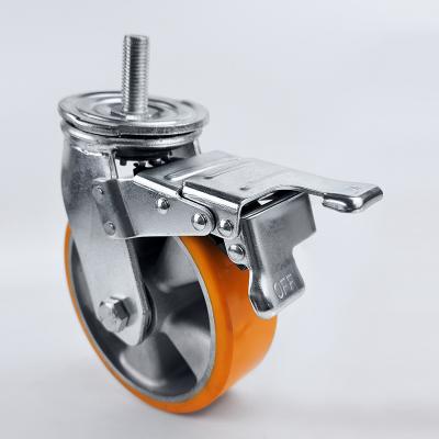 China swivel & Caster Manufacturer Industrial Heavy Duty Rigid Polyurethane 8inch Threaded Stem Swivel Caster for sale