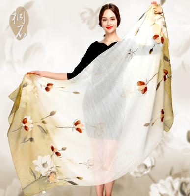 China Chinese personalized silk paintings of fashion clothing antique scarf/simple white silk scarf for sale