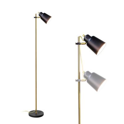 China Modern Modern Adjustable Tall Pole Lamp, Metal Floor Lamp for Living Room Bedroom Office (Black Paint and Brass Plating) for sale