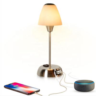 China Modern Dimmable 3 Way Small Touch Control Table Lamp with Metal Base White Opal Glass Lampshade for Bedroom Living Room for sale