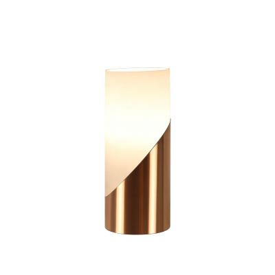 China Lighting Functions Light Luxury Creative Slope Frosted Sand Glass Bronze Table Lamp For Bedroom for sale