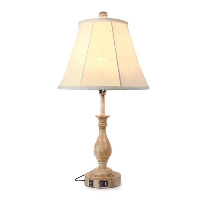 China Retro EUROPEAN metal table lamp with fabric shade for living room and bedroom bedside lamp with metal base in cement color for sale