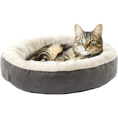 China Durable Super Soft Fabric Durable Pet Supplies Anti Slip Water Resistant Bottom Round Donut Cat Dog Cushion Bed for sale