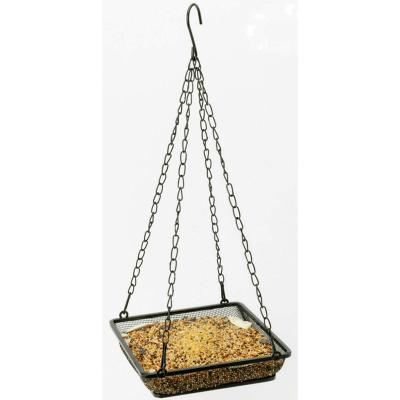 China Viable Outdoor Garden Decoration Backyard Platform Metal Mesh Seed Hanging Bird Feeder Wild Tray for sale