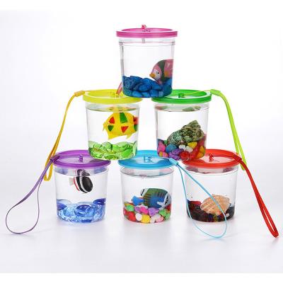 China Sustainable Pets Supplies Fish Breed Box Jellyfish Plastic Bowls Mini Handheld Betta Fish Tank Cup for sale