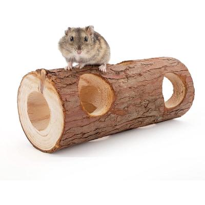 China Toy Forest Hollow Tree Trunk Natural Viable Tunnel Tube Wooden Animal Products Hamster Mouse House for sale