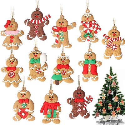 China Lovely Christmas Decoration Supplies Toys Holiday Party Gifts Favor Gingerbread Man Christmas Tree Ornaments Hanging Decorations for sale