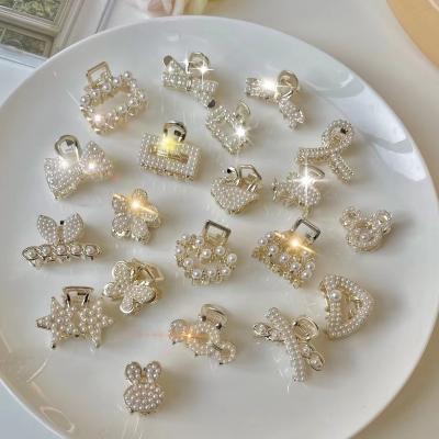 China Jiamu Amazon Hair Decoration Small Mini Pearl Hair Claw Sale Metal Hair Claw Accessories Statistical Institute Hot Style Rhinestone Clips For Women Girls for sale