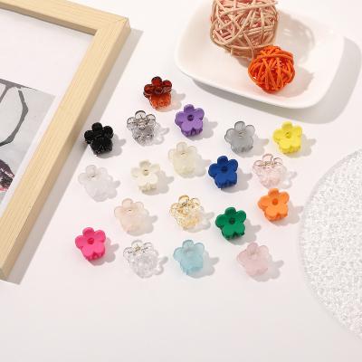 China Hot Selling Jiamu Mini Size Flower Shape Matte Hair Decoration Hair Claw Clip For Kid Children Transparent Hair Clip Hair Accessories for sale