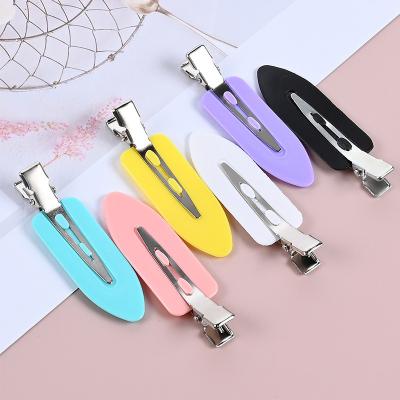 China Jiamu Hot Selling Solid Color 6cm Seamless Hair Decoration No Bend Hair Clips Barrettes Makeup No Crease Salon Platypus Clips For Women for sale