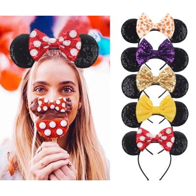 China Wholesale 2023 Jiamu Mickey Hair Ornaments Embroidered Bow Hair Decoration Party Hair Circle Festival Headband Children's Headband For Girls for sale