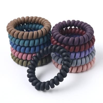 China Jiamu Matte Spiral Coil Plastic Hair Ties Hair Decoration Spirals No Crease Telephone Cord Telephone Wiring Colorful Line Hair Accessories For Women for sale