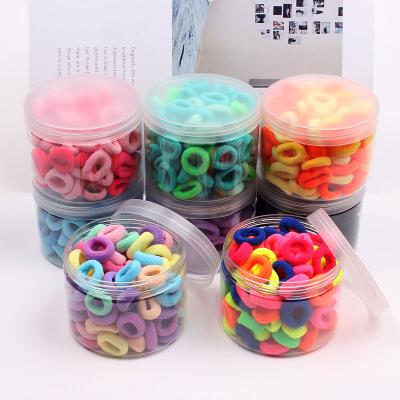 China Colorful Seamless Nylon Kids Mini Size Rubber Band Hair Ring Set Hot Fashion 100pcs/box Jiamu Amazon Hair Decoration High Stretch for sale