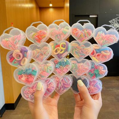 China Cute Hair Decoration Jiamu Love Boxed Small Flower Cartoon Hair Clip Girl Elastic Band 4 Box Set Disposable Wholesale For Children Kids children for sale