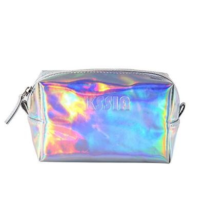 China Competitive Price PVC Makeup Bag Shiny Silver Holographic Cosmetic Bags Makeup Pouch Toiletry Storage Wash Bags for sale