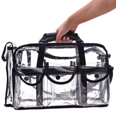 China Competitive Price New Hot Sell Transparent Black Youth Lady PVC Makeup Brush Cosmetic Brush Tote Bag for sale