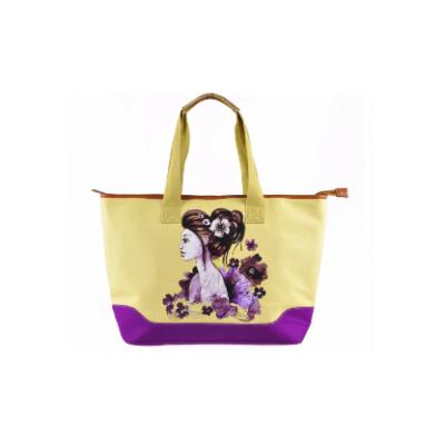 China Japan Style Custom Cheap Printed Lady Tote Bag Hand Painted Oriental Canvas Woman Tote Bag for sale