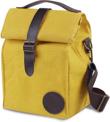 China Portable Waterproof Thermos Delivery Bag Slim Flat Cooler Bag Waxed Canvas Insulatled Cooler Bag for sale