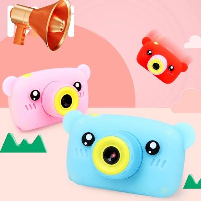 China Cute Face Recognition Kids Camera HD Digital Camera Bear 2 Inch IPS Screen Mini Camera for Children Education Toy Kids Gift for sale