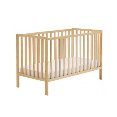 China 2018 Best Solid Wood Safety Simple Color Design Natural Wood Baby Crib for sale