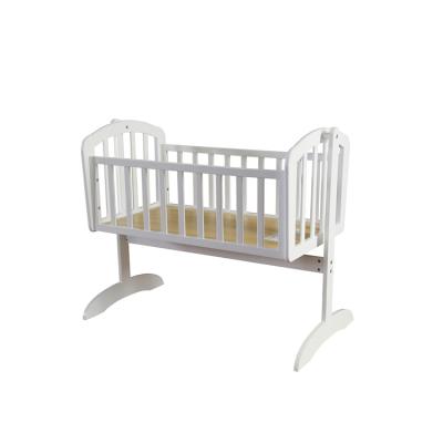 China New Design Solid Wood White Color Pine Wood Baby Swing Crib Hutch for sale