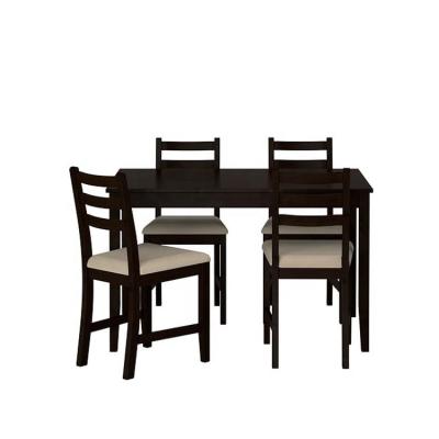 China High Quality Durable Solid Pine Wood Dining Table Sets (Height) New Design Adjustable Black With 4 Seater for sale