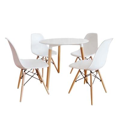 China Modern Durable (Height) Nordic Style Adjustable PP White Dining Table And Chair Set Dining Furniture With Wooden Legs for sale