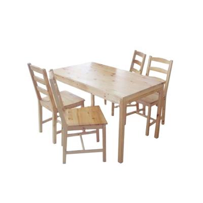 China Factory Wholesale Cheap (Size) Adjustable No Finish Pine Wood Dining Table and Chair Set for sale