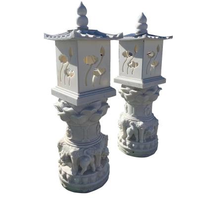 China Eco-friendly Cheap Solar Pagoda Garden Lamp Japanese Style Stone LED Solar Lantern For Landscaping for sale