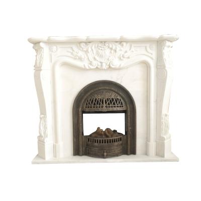 China Modern White Marble European Stone Electric Fireplace Mantel View Price for sale