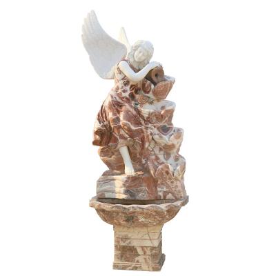 China Modern Outdoor Marble Garden Decor White Single Layer Fountain Stone Statue for sale