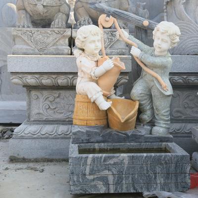 China modern large natural stone white marble stone water fountain for garden decoration for sale