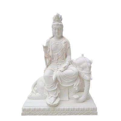 China Chinese Stone Carving Stone Granite Guanyin Bodhisattva Puxian Bodhisattva Statue Elephant Sculpture Elephant Buddha Mount Statue for sale