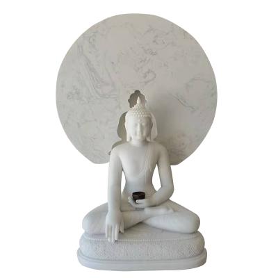 China Chinese Wholesale Custom Large Natural Stone Marble Meditating Buddha Statues Sculpture With Chakra for sale