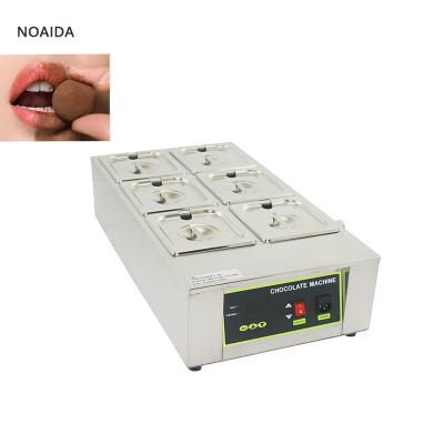 China Snack Factory 6 Tanks 12L Stainless Steel Commercial Automatic Chocolate Melting Temperature Hot Machine for sale