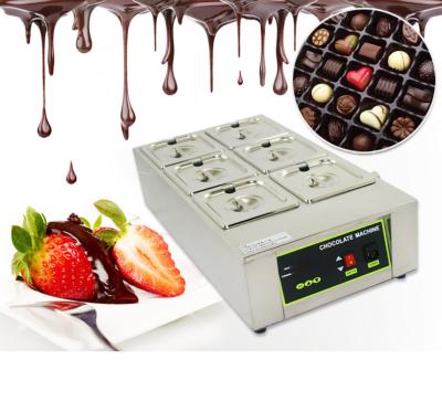 China Snack Factory Commercial Stainless Steel Digital 6 Pot 12L Electric Chocolate Melter for sale