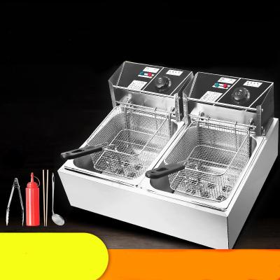 China Commercial Frying Snacks Double Basket Comercial Electric Fryer Fried Chicken Machinery for sale