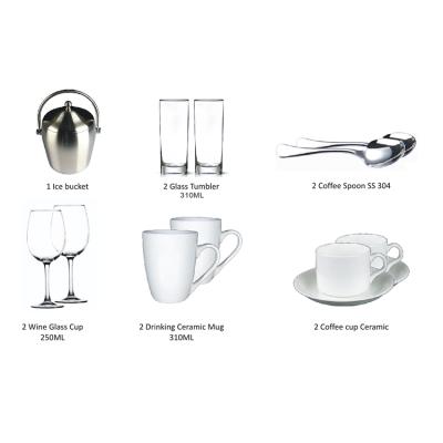 China 11pcs Minibar Cup Accessory Hotel Suitable Guest Room YKL GL001W for sale