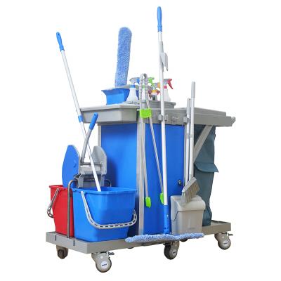 China Multi Cleaners Trolley Multi Trolley Utility Cart Household Hotel Function Hospital Trolley Clean Canvas Linen Trolley for sale