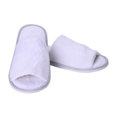 China Separate Poly Inlayed Sharpening Spa Wholesale Disposable Open Toe Spa Color Disposable Sponge Hotel Slippers 2021 Hotel Slippers Customizable Female Slipper for sale