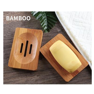 China Modern Eco-friendly Hotel Non-slip Flowing Bamboo Wooden Soap Dish for sale