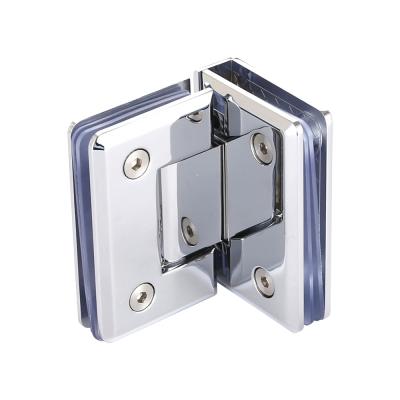 China Modern Bathroom Shower Flange Glass Door Hinge 90 Degree Pivot Interior Door Modern Glass Shower Hinge for sale