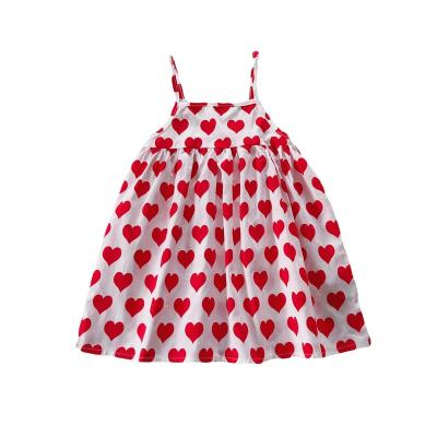 China Anti-wrinkle Factory Price Summer Heart Print Baby Clothing Girl's Cotton Halter Dress for sale