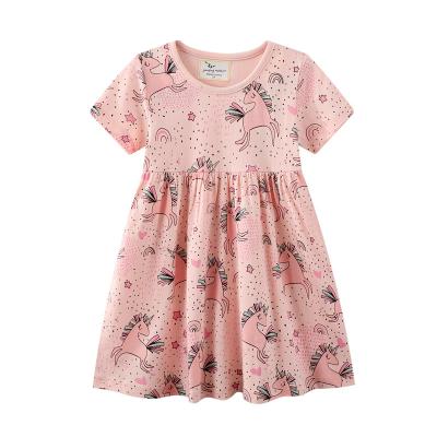 China Anti-wrinkle 2022 high quality rainbow summer cotton cute babies unicorn dresses for sale