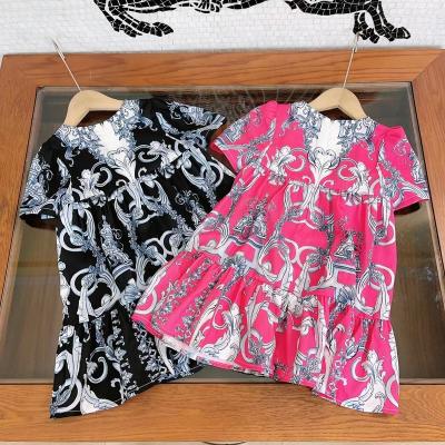 China High-end Anti-wrinkle children's clothing 2023 new style children's clothing summer girls' chiffon dress western printing children's dress for sale